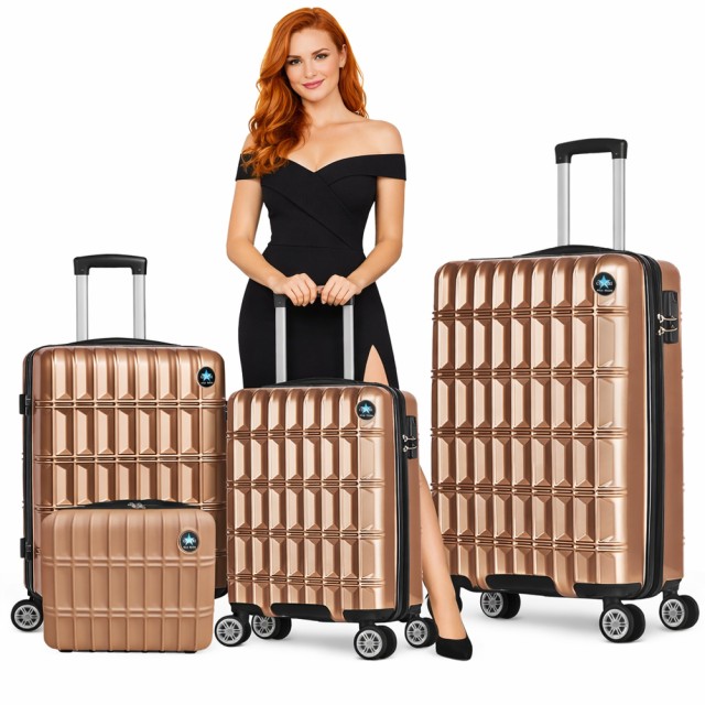 PROVITERA Σετ 3+1 Βαλίτσες και Νεσεσέρ Ταξιδιού Χρυσό με Σκληρό Ανθεκτικό Κέλυφος 02001855