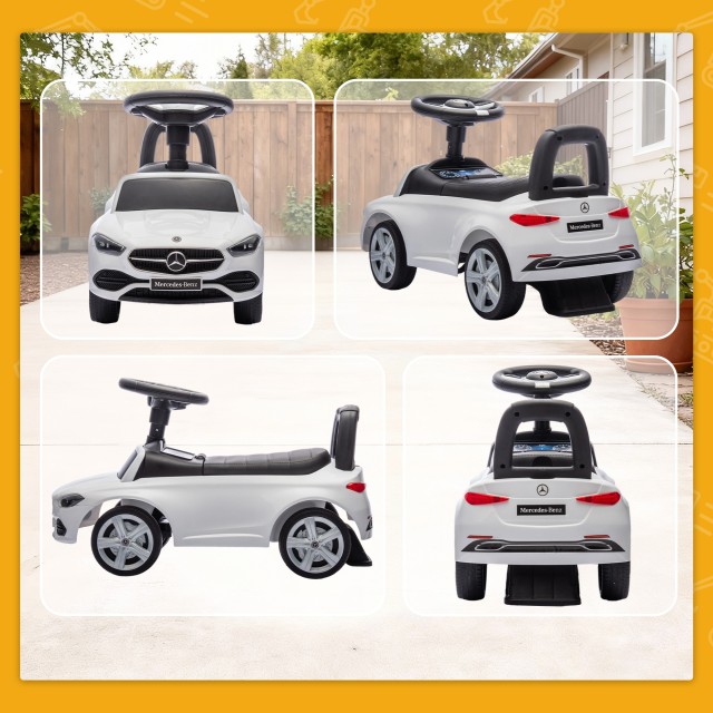 AIYAPLAY Παιδικό Αυτοκίνητο Mercedes Benz με Κόρνα και Χώρο Αποθήκευσης, 65x28x39 cm, Λευκό 370-438V00WT