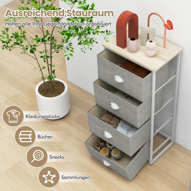 Costway Υφασμάτινη Συρταριέρα με Μεταλλικό Σκελετό & Επιφάνεια 45 x 30 x 94cm HW61420WH