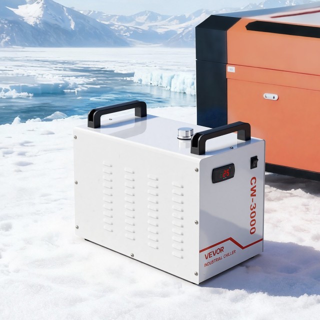 VEVOR Βιομηχανικός Ψύκτης Νερού CW-3000 με Δεξαμενή 9L & Μέγ. Ροή 10L/min για 65W Laser Engraver WYSJXGYLSJ9LDS5SK001V2