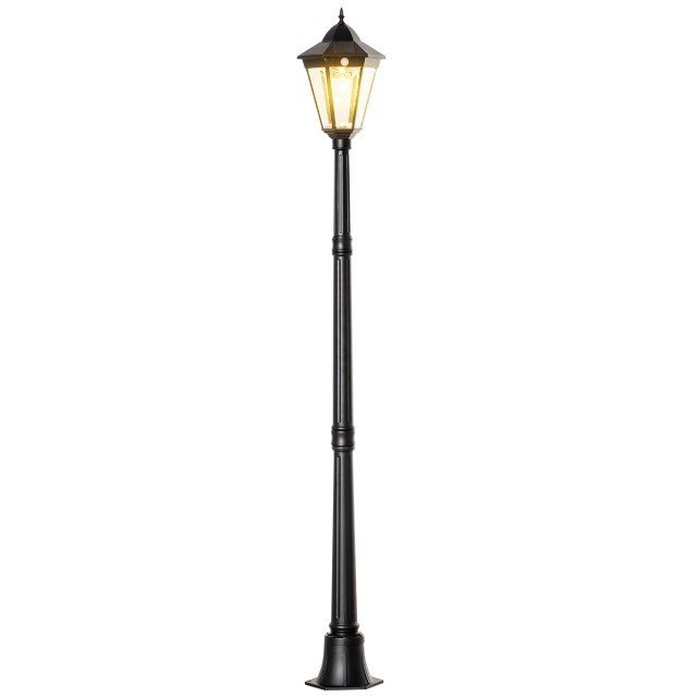 Outsunny Ηλιακός Λαμπτήρας Κήπου LED με Αισθητήρα Κίνησης, 22x22x196 εκ., Μαύρο B30-021BK