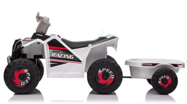 Costway Ηλεκτρικό ATV Παιδικό 6V με Ανθεκτικά Ελαστικά και Τρέιλερ - Λευκό TQ10470DE-BS