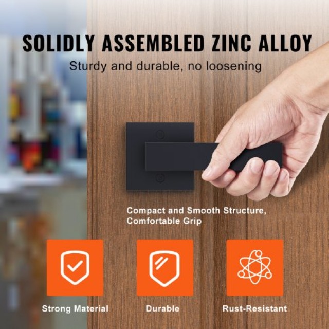 VEVOR Μονή Λαβή Πόρτας, Μαύρη Ματ, για Ντουλάπια & Γαλλικές Πόρτες WGNMBS1JFX005KE1XV0