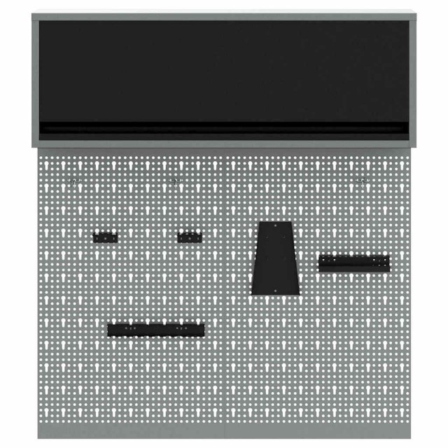 vidaXL Σετ 3 Τεμαχίων Εργαλειοθήκης και Διάτρητου Πίνακα  σε Γκρι/Μαύρο χρώμα (100x25x115 cm) 3321410