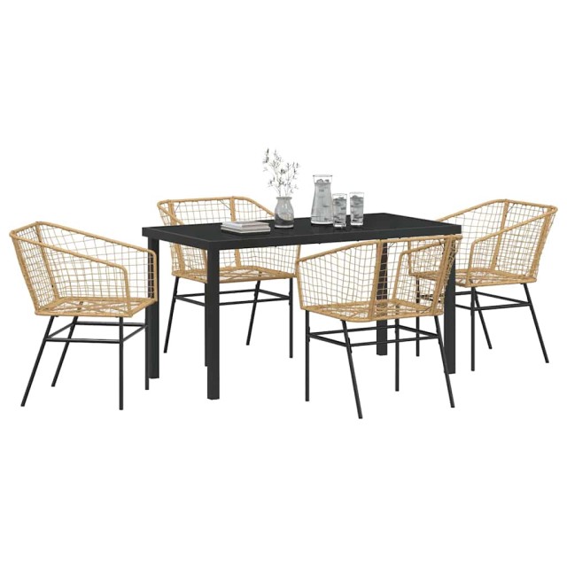 vidaXL Σέτ φαγητού για κήπο 5 pcs Καφέ συνθετικό ρατάν 3380899