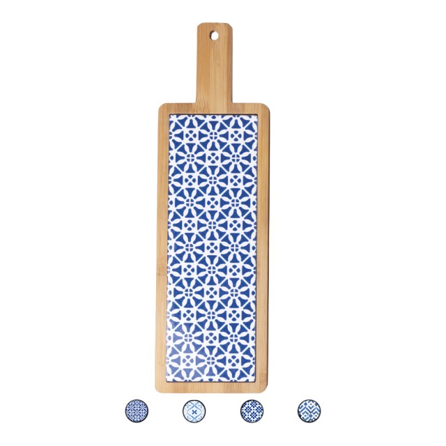 Galileo Ξύλινος δίσκος κοπής από μπαμπού και κεραμικό με διακόσμηση μαγιολικής 12,5x40cm Sibilla 5919439 Τυχαία Επιλογή Χρωμάτων