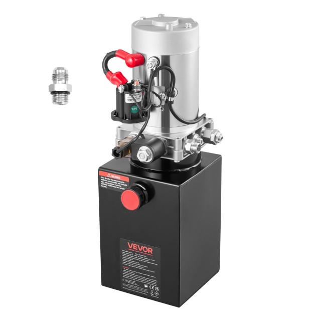 VEVOR Υδραυλική Μονάδα 6L, Αντλία Ανατροπής Τρέιλερ Μονής Ενέργειας, Μέγιστη Πίεση 22 MPa, Ροή 3,4 L/λεπτό, DC 12V, Μεταλλική Δεξαμενή, Μαύρη 12VDZYFXJSYXLIK15001V9