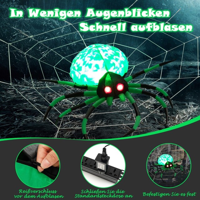 Costway  Φουσκωτή Αράχνη με Φωτισμό για το Halloween TX10003DE