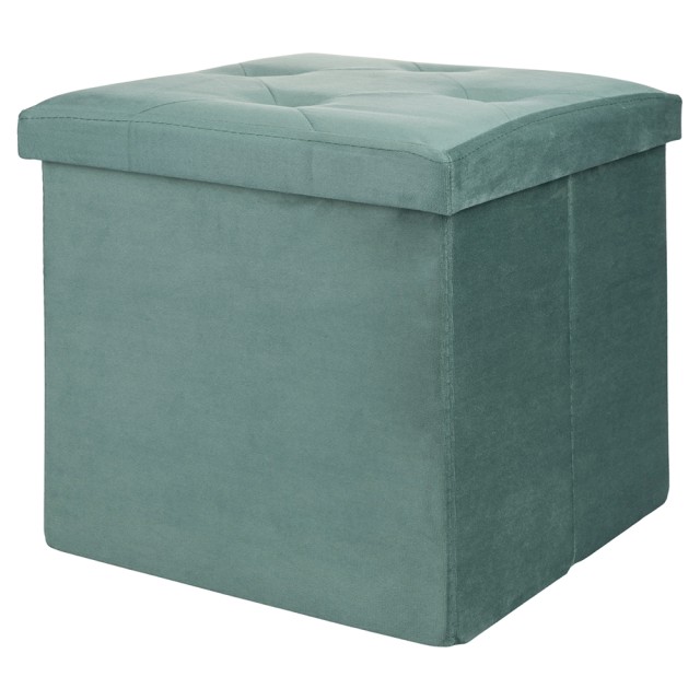 Galileo Πολυλειτουργικό πουφ αποθήκευσης με δομή από MDF, επένδυση με βελούδινη υφή σε χρώμα φασκόμηλου, διαστάσεων 38x38xΥ38 cm Sibilla 5921103