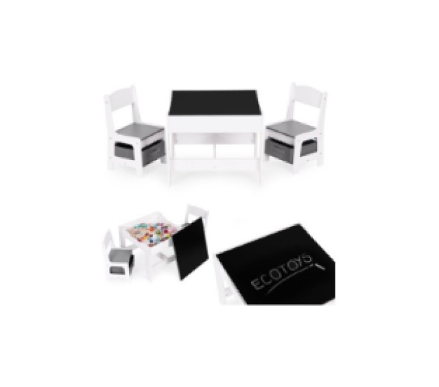 ECOTOYS Σετ παιδικών επίπλων τραπεζάκι + 2 καρέκλες πίνακας κιμωλίας ZKC-1A