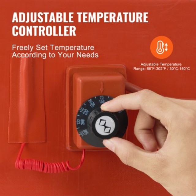 VEVOR Θερμαντήρας Μεταλλικού Δοχείου 55 Γαλονιών 1200W, 10 Πλάτος, Ρυθμιζόμενη Θερμοκρασία 86-302℉  TJRD55JL10YC590K3V2