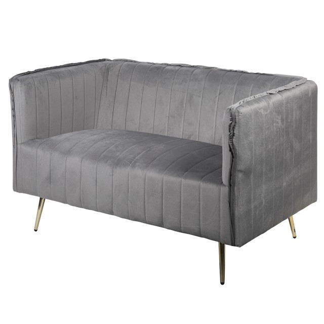 Galileo Διθέσιος vintage καναπές γκρι 126x75x82 cm με ξύλο και επένδυση από πολυεστέρα με βελούδινη υφή Sibilla 5907651