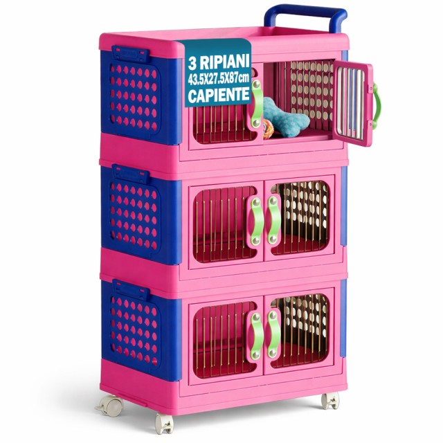 Shally Dogan Καρότσι οργάνωσης παιχνιδιών 3 επιπέδων, στοίβαξιμο, με άνοιγμα και ροδάκια 02001651