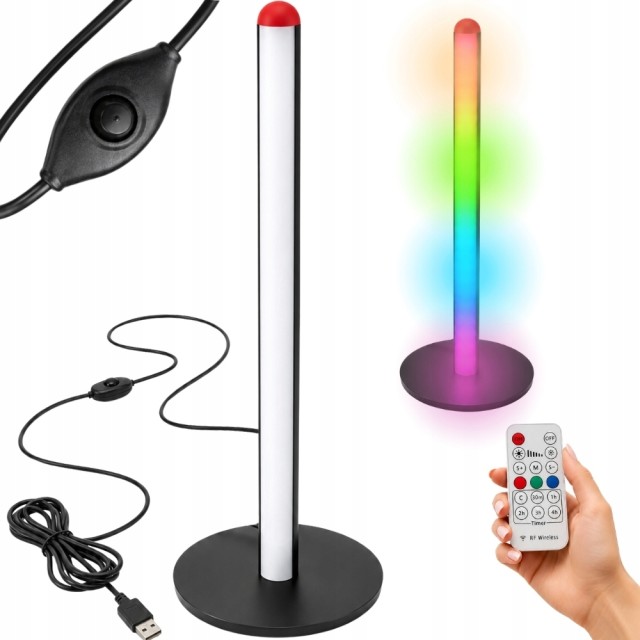 Verk Group Επιδαπέδιο Φωτιστικό LED RGB 50 cm Μαύρο με Τηλεχειριστήριο USB 5907451381762