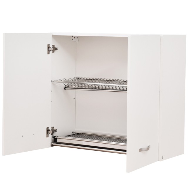 Shally Dogan  Κρεμαστό ντουλάπι κουζίνας με σύστημα αποστράγγισης πιάτων, μινιμαλιστικό ντουλάπι, χρώμα λευκό.  02815099