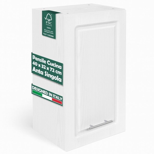 Shally Dogan Κρεμαστός Ντουλάπι Κουζίνας Σχεδίασης Τοίχου Μαρκετερί Λευκό Frassinato 02001639