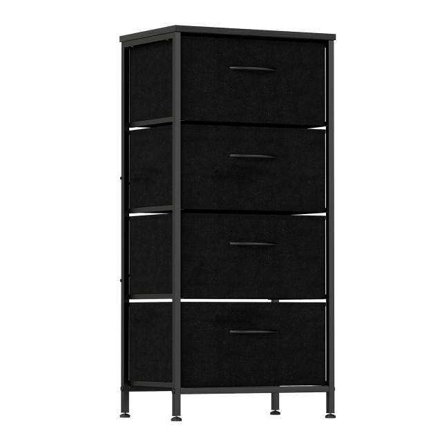 Costway Συρταριέρα με 4 Συρτάρια και Ξύλινη Επιφάνεια, Μαύρο Μέταλλο 95 x 45 x 30 εκ JV13110DK