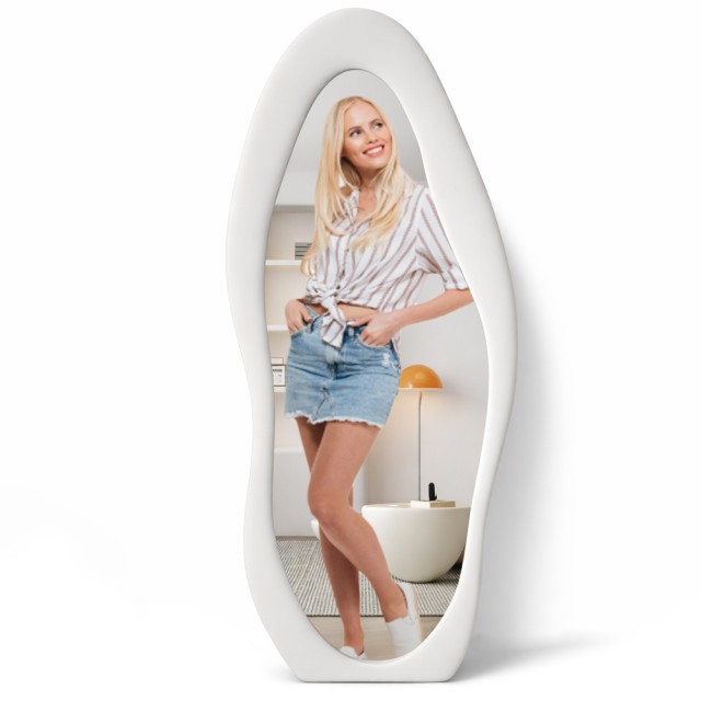 Shally Dogan Μεγάλος Κυματιστός Καθρέφτης με Πλαίσιο Επενδεδυμένο με Λευκό Βελούδο 60 x 160 cm 02001654