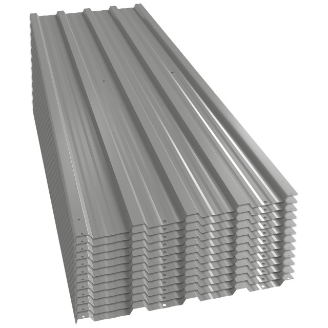 Outsunny Σετ 12 Πάνελ για Αποθήκη Κήπου 129x45 εκ., Γαλβανισμένος Χάλυβας, Γκρι 84H-021V00LG