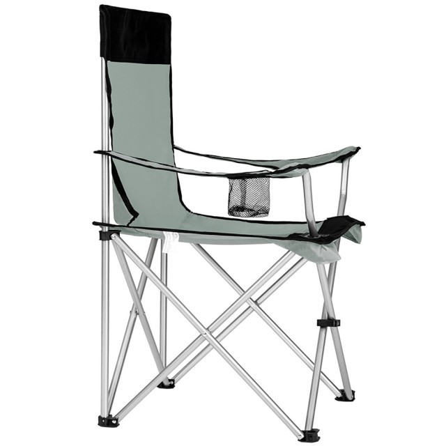 BAKAJI  Πτυσσόμενη Καρέκλα Κατασκήνωσης Με Τσάντα Καρέκλα Παραλίας Εξωτερικού Χώρου Γκρι  02830159