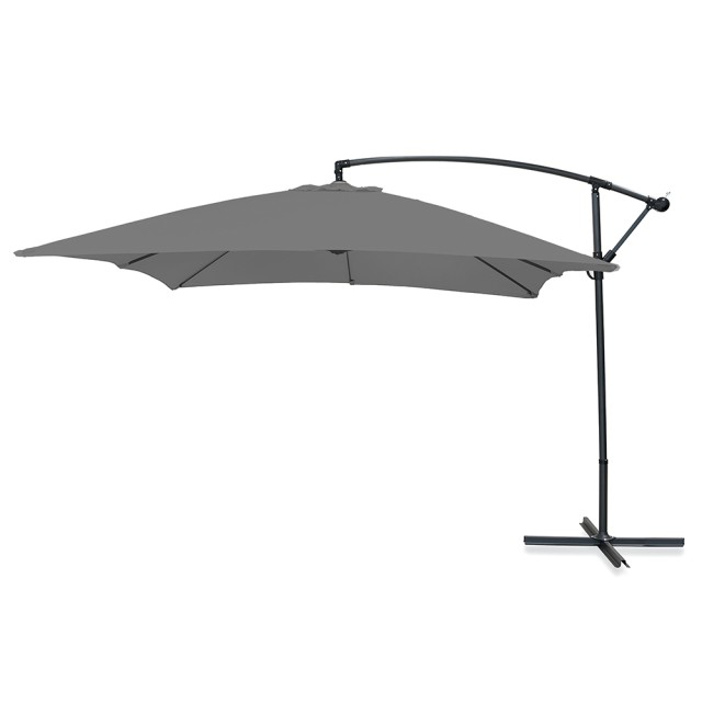 Galileo Ομπρέλα λάμπα κήπου γκρι 3x2 μ με ανθρακοχάλυβα 6 ενισχυμένες ακτίνες ανοίγματος με μανιβέλα Kios Est 2188438