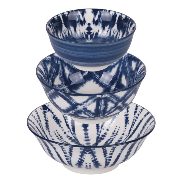 Villa DEste  3 Κεραμικά μπολ με γυαλιστερό φινίρισμα The Blue 2188000