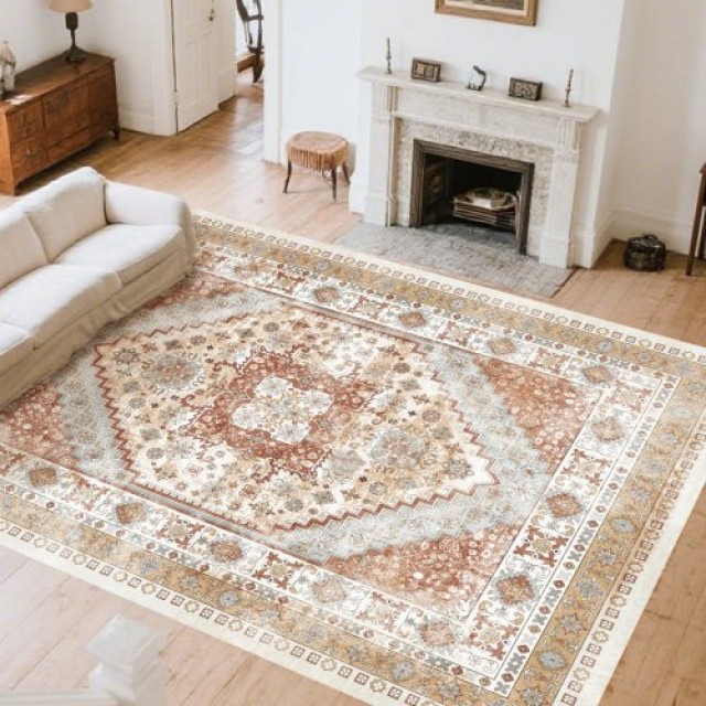 VEVOR Μεγάλο Χαλί 8 x 10 ft Αντιολισθητικό Καφέ Κόκκινο Vintage JXDDT8X10FTFZ8SUZ001V0