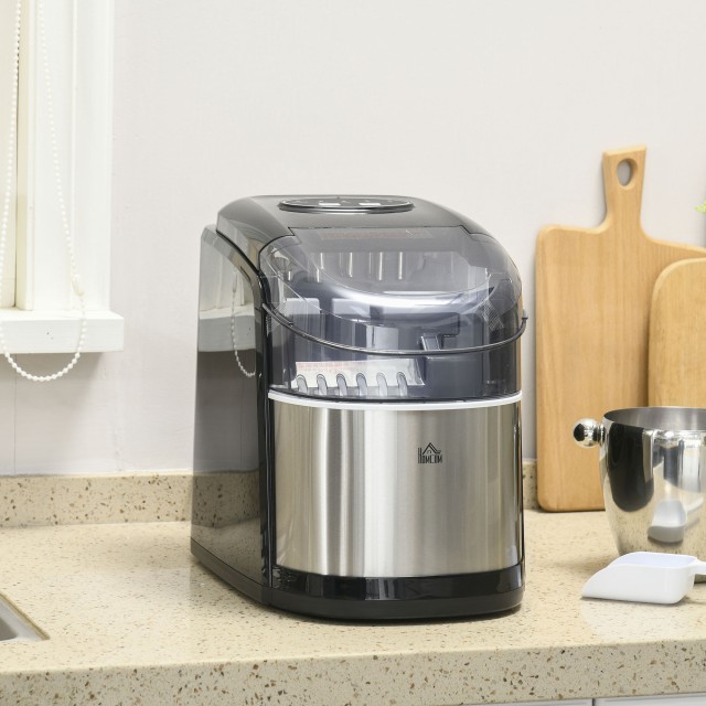 Αυτοκαθαριζόμενη παγομηχανή με 9 κύβους σε 6-12 λεπτά, από PP και ανοξείδωτο χάλυβα, 24,2x35,3x33 cm, Μαύρο 800-183V90BK