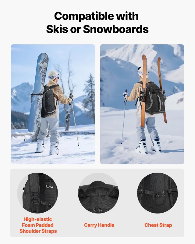 VEVOR Σακίδιο Μεταφοράς Μπότες Σκι 65L με Δυνατότητα Μεταφοράς Χιονοσανίδας (41 x 27 x 50 εκ.) HXYJBXXB65LHXIAZN001V0