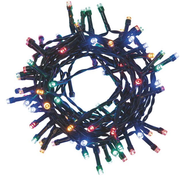 Kooper Έξoτρικες 100 Λαμπάκια LED Πολύχρωμα, 3 μέτρα, Κατάλληλα για Εξωτερική Χρήση, 8 Λειτουργίες Φωτισμού - Santas House 5921217