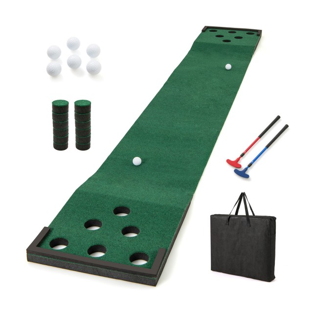 Costway Φορητό Σετ Γκολφ 332 cm με 2 Ρυθμιζόμενα Πάτερ, 6 Μπάλες & 12 Καλύμματα Τρύπας SP38465