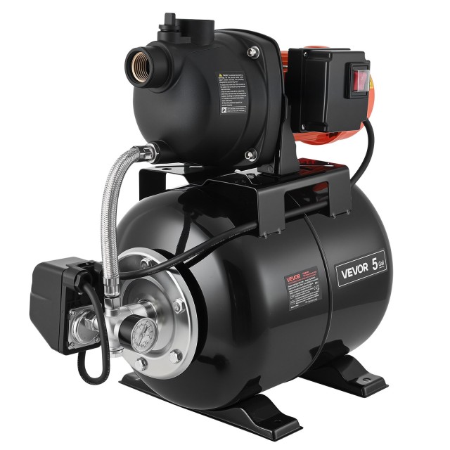 VEVOR Αντλία Επιφανειακού Πηγαδιού 1.1 HP με Δοχείο Πίεσης 19L, 230V, 5000 LPH, Αυτόματο Σύστημα Ενίσχυσης Νερού GSJBGSWGLQFY9E01Q001V2