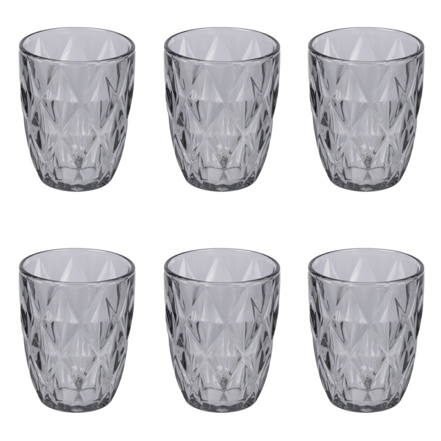 Galileo Σετ 6 ποτήρια νερού 340 ml από γυαλί με χαραγμένη επιφάνεια, χρώμα καπνιστό Celine Sibilla 5918873