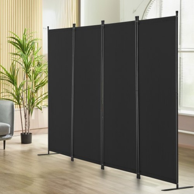 VEVOR Μαύρο Διαχωριστικό Χώρου 4 Πάνελ 228 x 45 x 172.5 cm για Ιδιωτικότητα και Στυλ BLPF88675INC18JT8V0