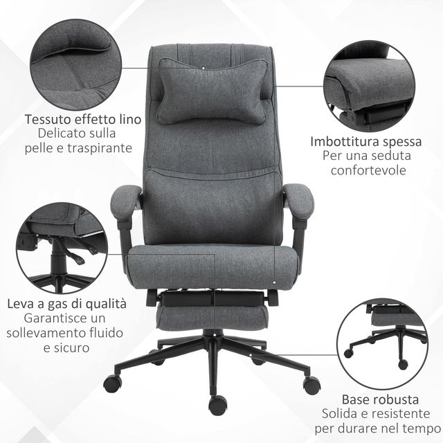 Καρέκλα Γραφείου με Υποπόδιο 66 x 70 x 115-123 cm Vinsetto 921-281