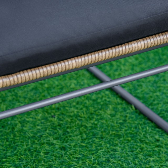 Σετ έπιπλα κήπου Outsunny σε PE Rattan με 2 πολυθρόνες, καναπέ και τραπεζάκι σαλονιού με γυάλινο ράφι 860-202