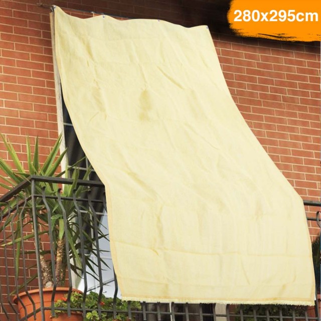 BAKAJI Πανί Σκίασης 280x295 HDPE με Κρίκους για Μπαλκόνι Βεράντα Μπεζ 02832421