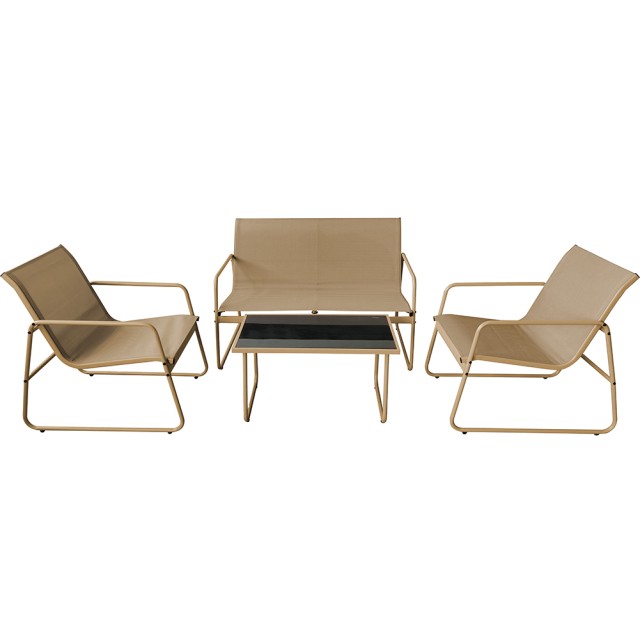 BAKAJI Σετ Κήπου με 2 Καρέκλες, Καναπέ και Τραπέζι για Εξωτερικό Χώρο Μπεζ 02842327