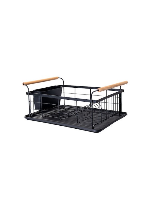 ESTIA Μεταλλική Πιατοθήκη Bamboo Essentials  44x32x20cm με  Λαβές,  Μαύρη 01-12885