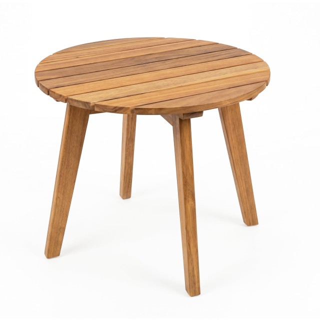Costway Στρογγυλό Βοηθητικό Τραπεζάκι Κήπου από Ξύλο Ακακίας, Φυσικό, 35 x 43 x 43 cm JV13346