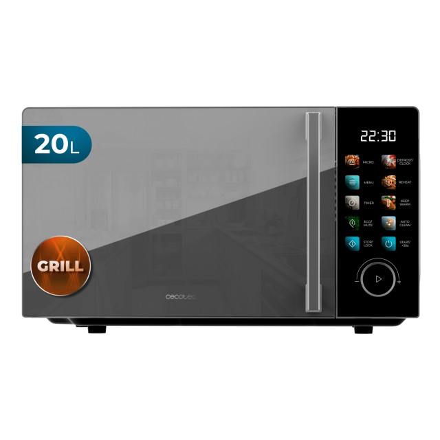CECOTEC Φούρνος Μικροκυμάτων Proclean 6130 Black με Έγχρωμη Οθόνη, Πλήκτρα Αφής, 20L, 700W και Grill 800W CEC-106908