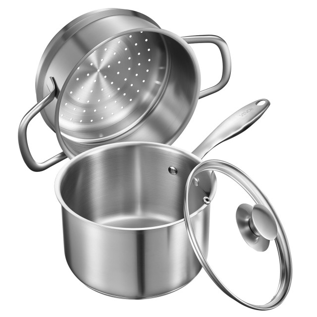 VEVOR Ανοξείδωτη Χύτρα Με Ατμομάγειρα 2.5 QT (18 x 9.5 cm) BXGJG25QTDZL4LW30001V0