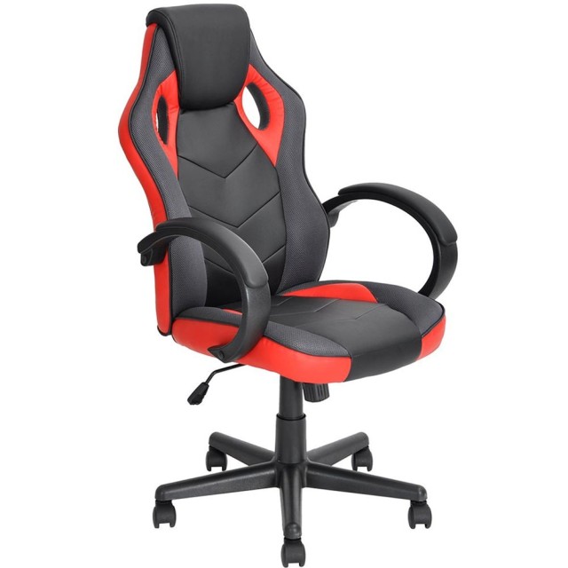 BAKAJI Καρέκλα Gaming  με Ρόδες - Κόκκινο Αγωνιστικό Στυλ 02815937