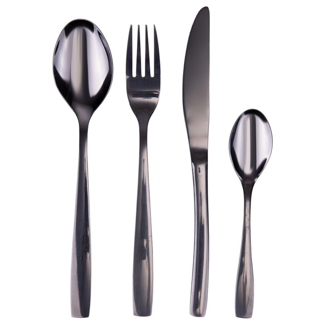 Galileo Σετ 24 γυαλιστερά μαύρα μαχαιροπίρουνα από ανοξείδωτο ατσάλι 180 Manhattan Sibilla 5910697