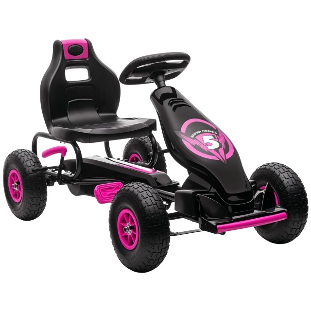 HOMCOM Παιδικό Ποδήλατο Go Kart για Παιδιά 5-12 Ετών με Ρυθμιζόμενο Κάθισμα, από Μέταλλο και PP 121x58x61 cm, Ροζ και Μαύρο. 370-256V00PK