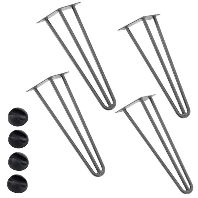 BAKAJI 4x Πόδια Τραπεζιού Καρέκλας Πάγκος Σκαμπό 45εκ Μεταλλικά Μοντέρνος Σχεδιασμός Γκρι 02012178