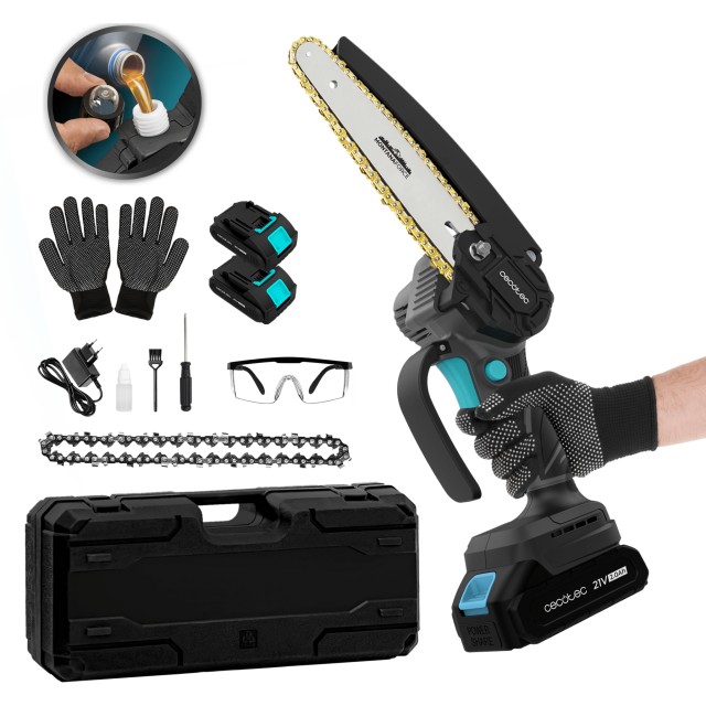 Cecotec Αλυσοπρίονο  Χειρός 6 MontanaForce 6000 με κινητήρα Brushless, Μπαταρία 21V και  Λίπανση με κουμπί. Περιλαμβάνει βαλιτσάκι, επιπλέον αλυσίδα και σετ αξεσουάρ. CEC-106755