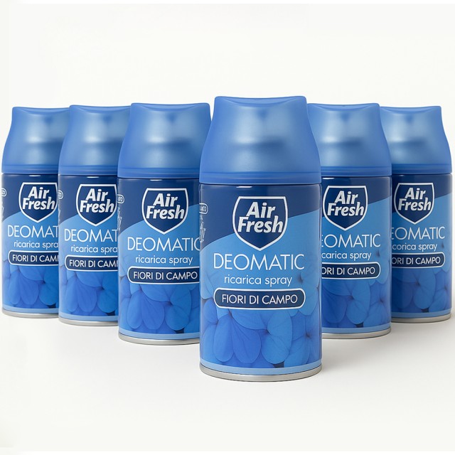 BAKAJI Σετ Αρωματικού Χώρου AIR FRESH Deomatic 6 x 250 ml Ανταλλακτικό Σπρέι Αρωματισμού Χώρου Άνθη Αγρού 02842410