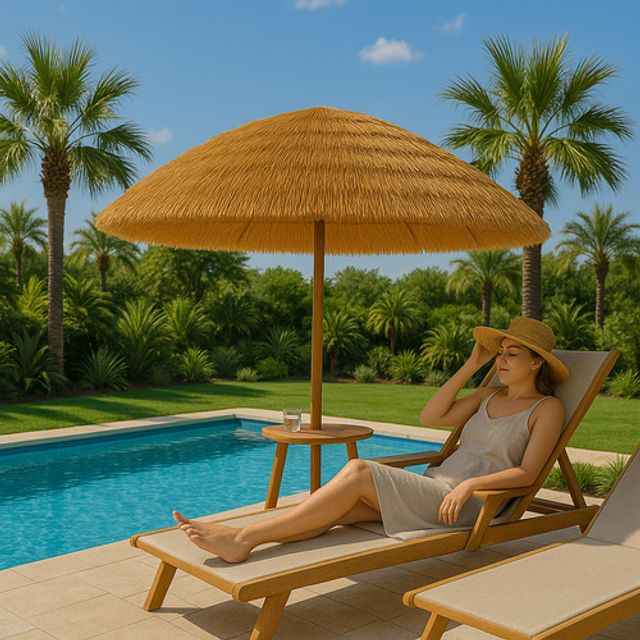 Ομπρέλα Κήπου Ψάθινη Hawaiian 170 cm – Μπεζ 25326 Gardlov