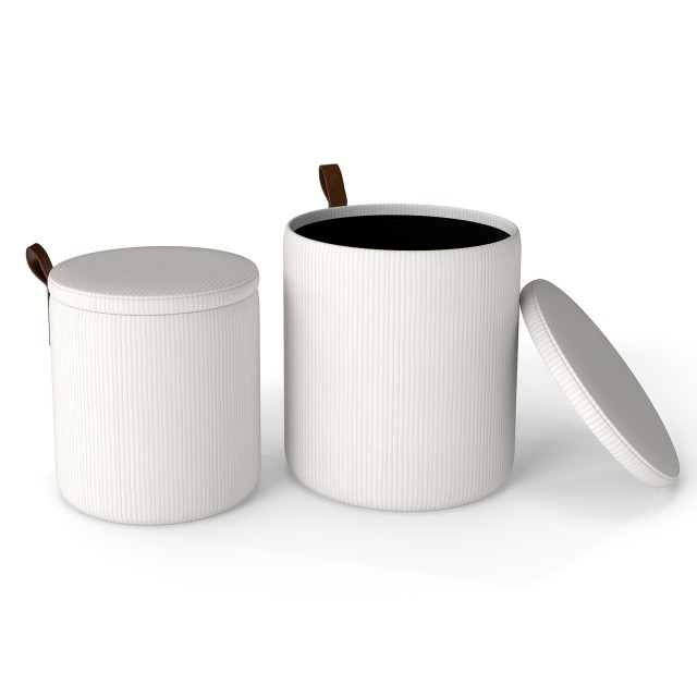 Costway Σετ 2 στρογγυλών σκαμπώ με αποθηκευτικό χώρο και αφαιρούμενα καπάκια σε λευκό χρώμα JV12931MS